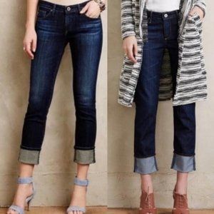 Adriano Goldschmied AG The Stevie Cuff Petite Slim Straight Cuffed Jeans Sz: 28P